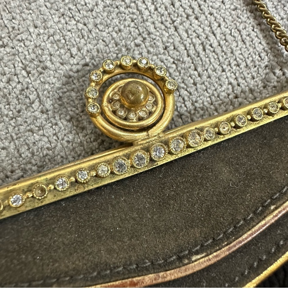 VINTAGE Small Brown Rhinestone Evening Bag - Picture 4 of 8